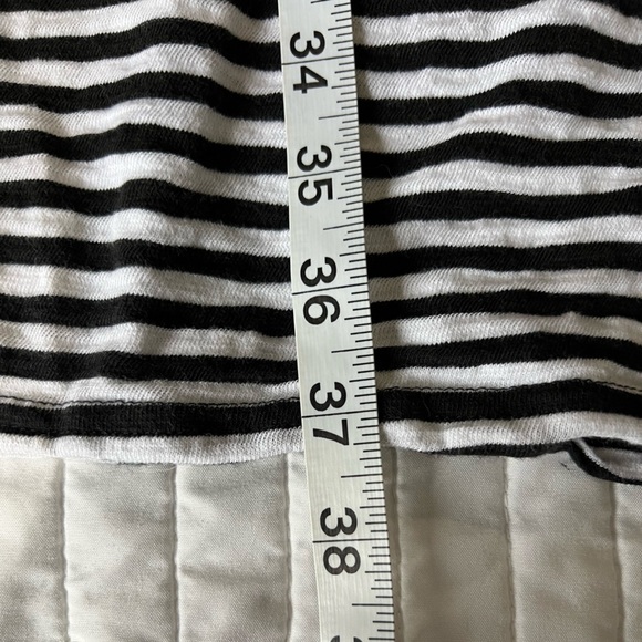 J Crew Factory Short Sleeve Black and White Striped Cotton Dress with Tie Front - Picture 6 of 7